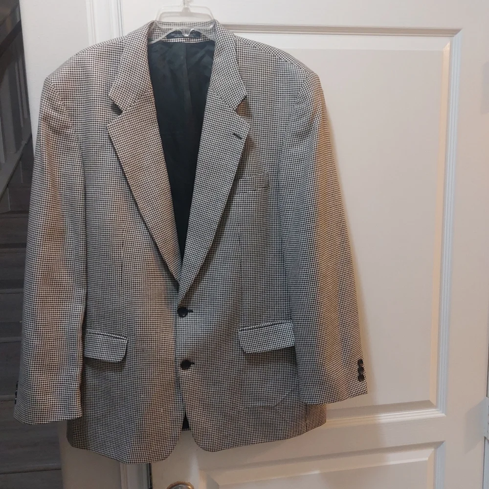 BRANDINI 100% Genuine Wool Men's Black and White Jacket Size 44L